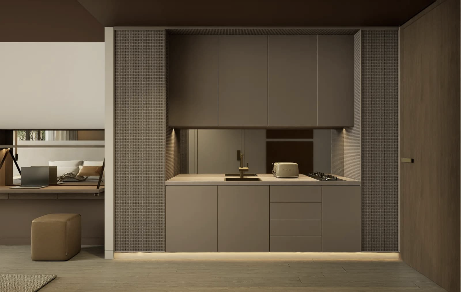 JAD 288 kitchen with integrated workspace and premium finishes