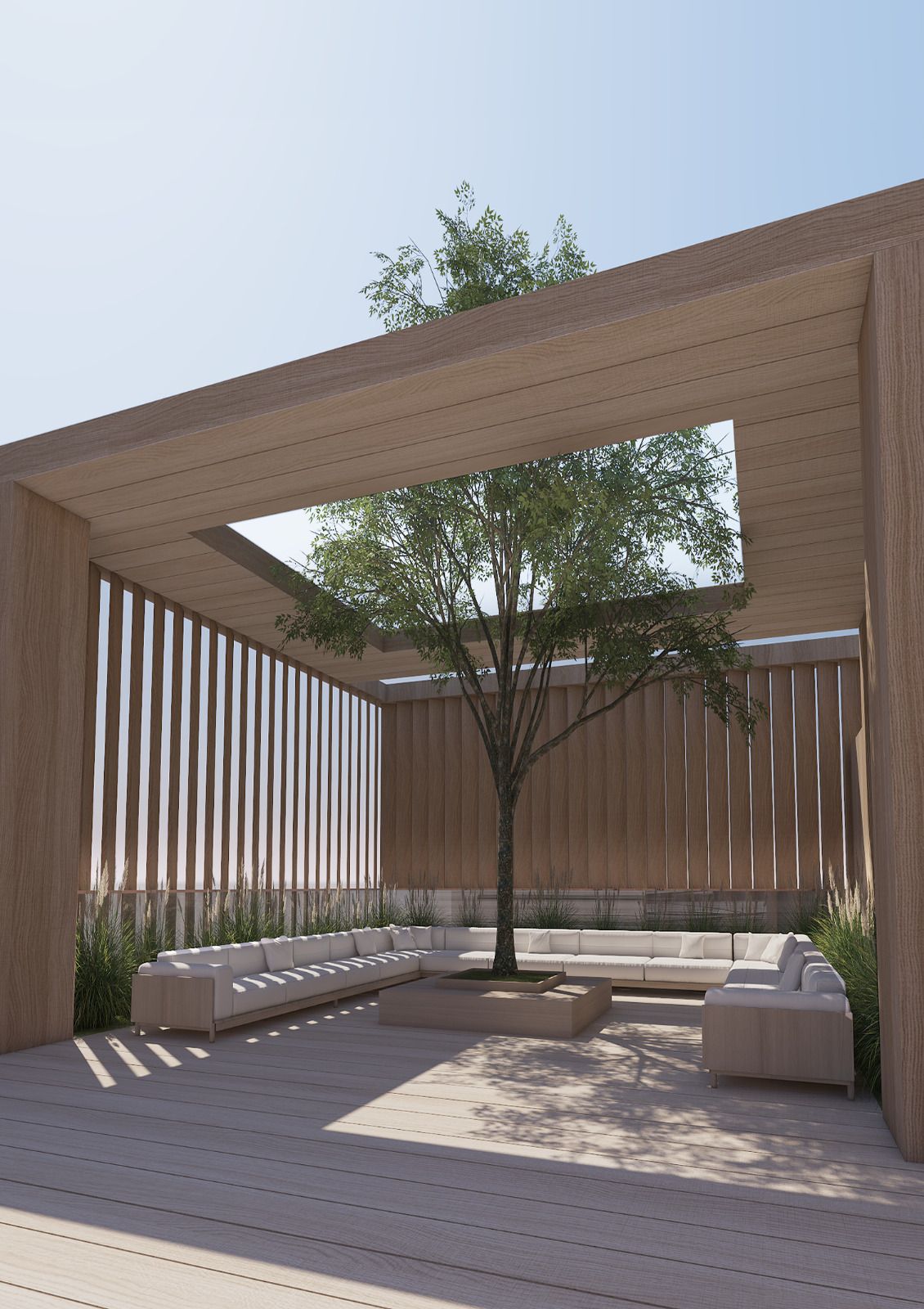 JAD 288 landscaped gazebo surrounded by greenery and calm outdoor seating