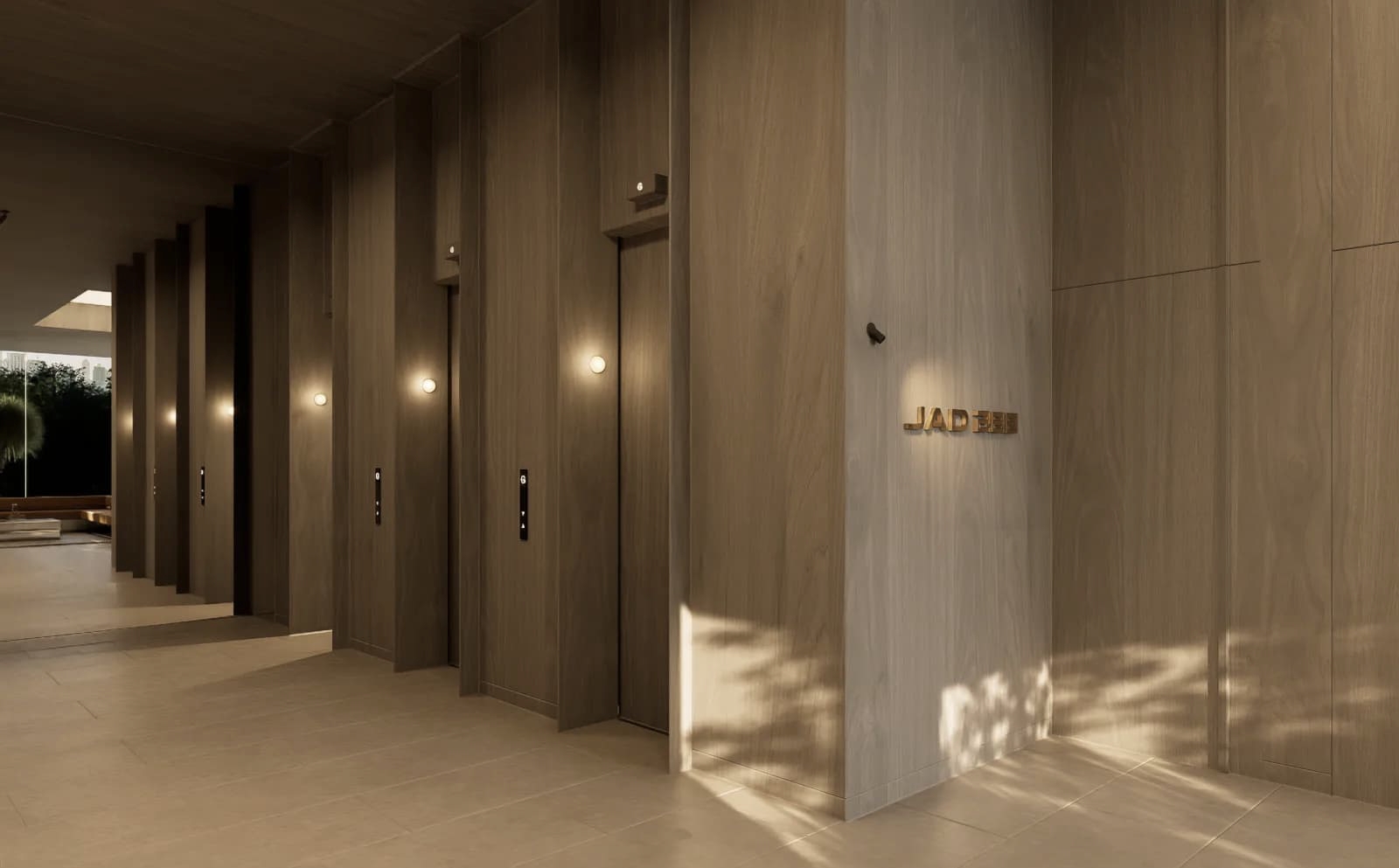 JAD 288 lobby with warm timber paneling and considered architectural detail