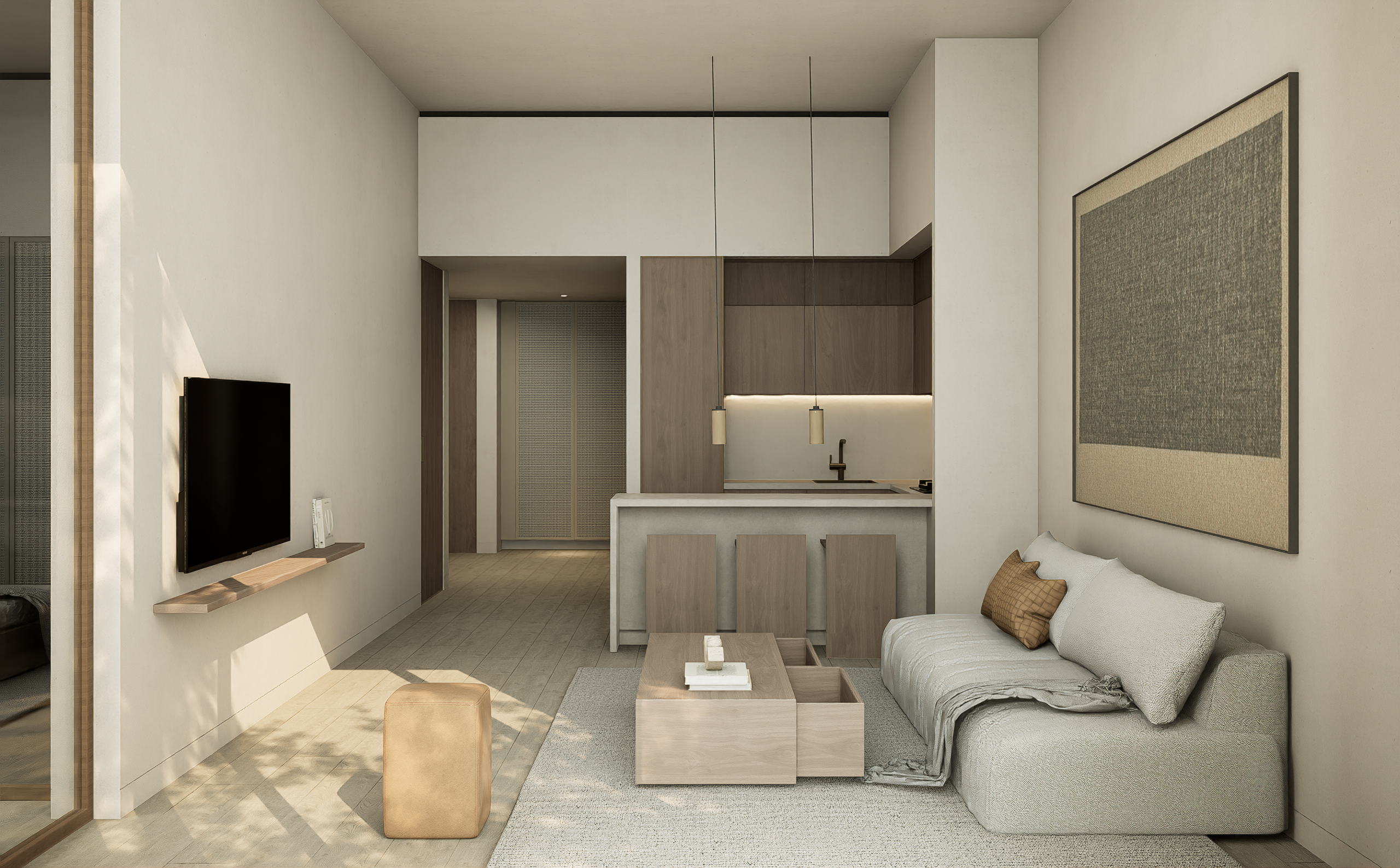 JAD 288 two bedroom living room render